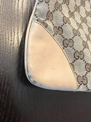 Vintage Gucci GG Jackie Bag Monogram Beige Leather Red Vintage Gucci GG Jackie Bag Monogram Beige Leather Red