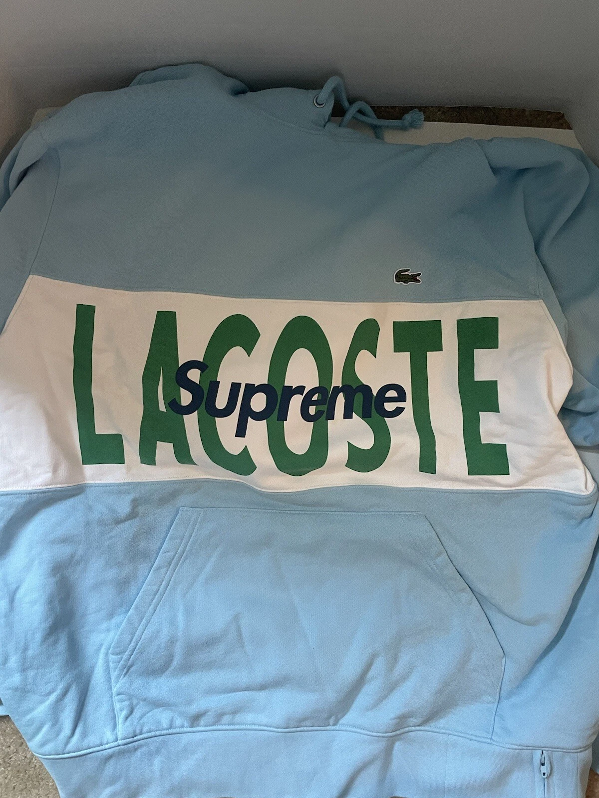Sweat shirt à capuche panneau logo Supreme x Lacoste taille L FW19
