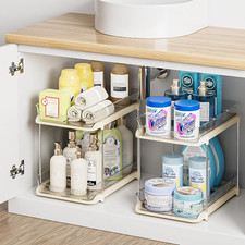 2-Tier Multi-Purpose Bathroom under Sink Organizers and Storage, Stackable Kitch