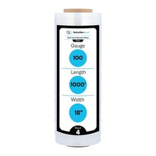 18" x 1000' 100 Gauge 4 Rolls Pallet Wrap Stretch Film Hand Shrink Wrap 1000 FT