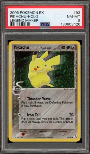 Pokemon Pikachu EX Legend Maker Holo Secret Rare #93 PSA 8