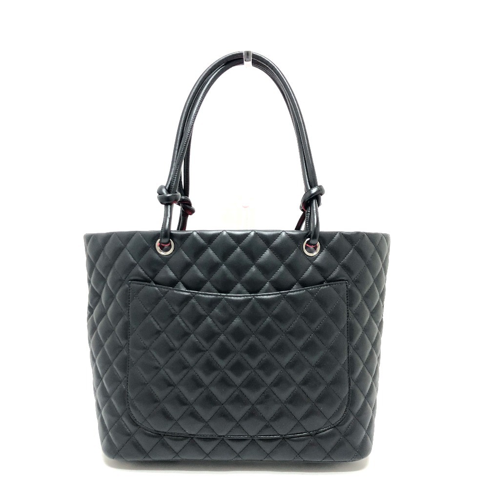 Chanel A25169 Matelasse Cambon Large Lambskin Tote Bag Black Enamel Hardware
