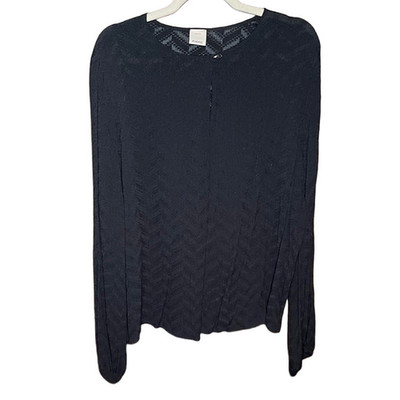 Pinko Black Chevron Knit Blouse Size Large Made in Italy