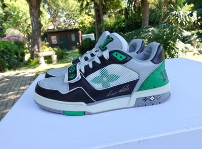 LOUIS VUITTON SHOES 41 1/2 lv trainer trainers sneaker sneakers 7 green white