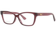 Gucci GG0634O 010 Eyeglasses Women's Burgundy Full Rim Rectangle Shape 55mm