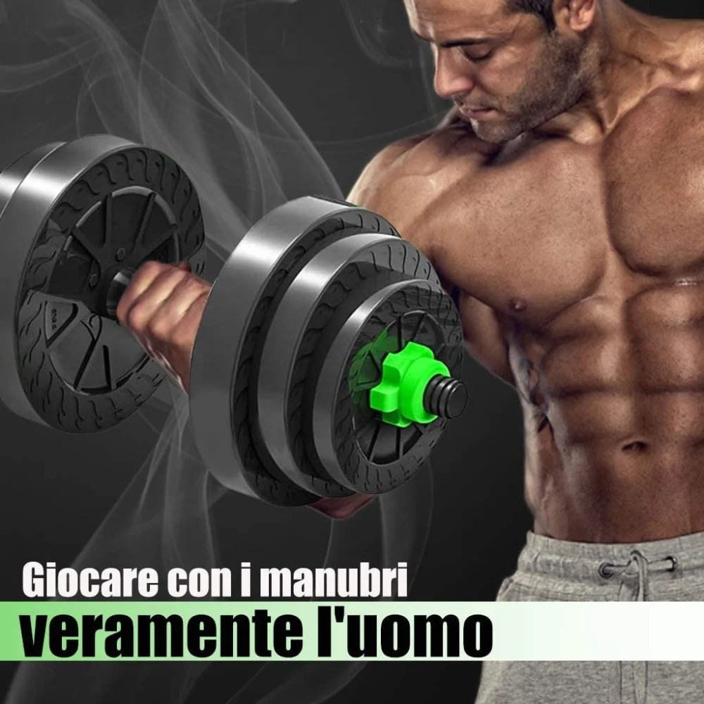 Kit 2in1 Bilanciere + Manubri Con Pesi Regolabili Componibili Palestra Tot 30 Kg