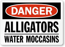 Alligator Warning Sign Aluminum Weatherproof Outdoor Safety Metal Sign