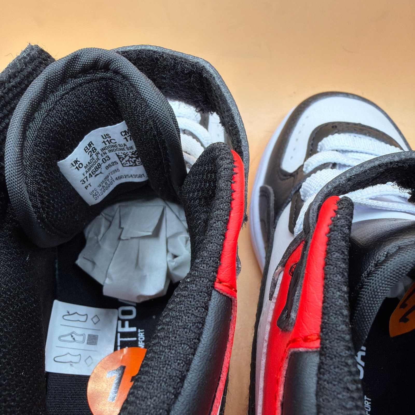 PUMA Rebound Joy AC Toddler Sneakers Black White High Risk Red thumbnail 4