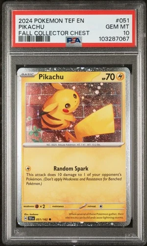 2024 POKEMON TEF EN-TEMPORAL FORCES FALL COLLECTOR CHEST #051 PIKACHU PSA 10