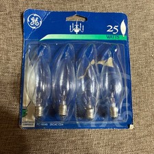 GE Decorative Candelabra Bulbs 25W Clear 4pack* Made in USA* NIOB