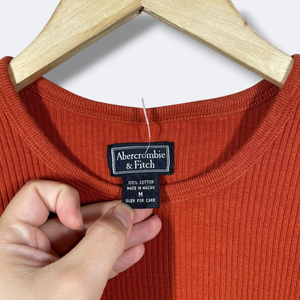 Top de punto acanalado vintage Abercrombie Fitch s/s para mujer mediano naranja minimalista Foto 3 de 4