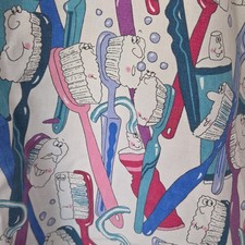 Cherokee Patterned Dental Print Scrub Top Multicolor White Blue Pink Size M