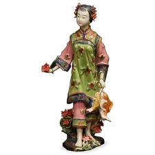 US Seller - Chinese Porcelain Lady with Fish