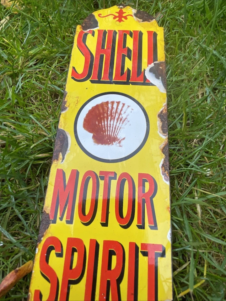 SHELL MOTOR SPIRIT ENAMEL SHOP FINGER PLATE COLLECTABLE ENAMEL SIGN ADVERTISING - Image 3 of 4