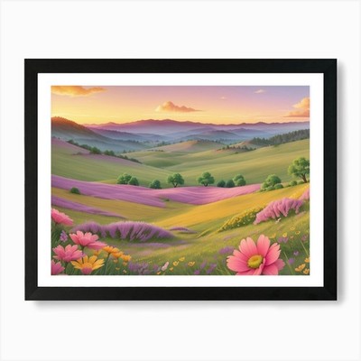 3D Animation Stil Eine ruhige Landsca gerahmtes Wandbild Poster Leinwanddruck Bild