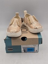 NIB TOMS Tiny Cordones Cupsole Shoes - Color Gold Crackle Foil - Size 5 Toddler