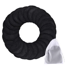 SIQUK 24 Pieces Reusable Cotton Rounds Black Makeup Remover Pads 25 Piece Set 