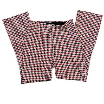 Free People Rudy Houndstooth Flared Cropped Stretch Trousers Women s 4 Preppy 