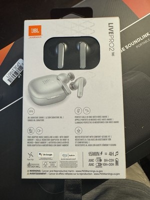 JBL Live Pro 2 Wireless Bluetooth Noise Cancelling Earbuds -Silver 