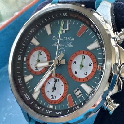 Bulova Men's Marine Star Chronograph Small Second Quartz Blue Watch 43MM 96B460