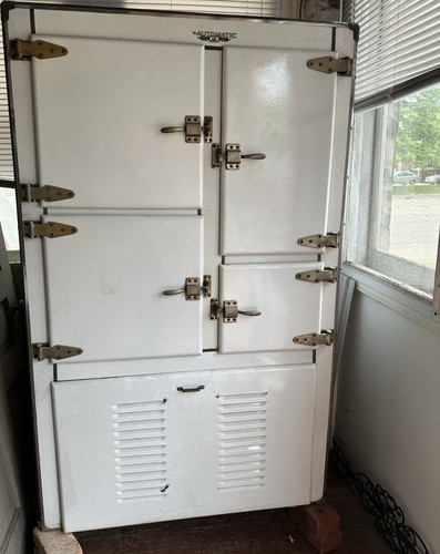 Extremely Rare The Automatic Ice Box 4-Door White Enamel , 1890-1920