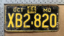 1961 Missouri license plate XB2-820 YOM DMV Ford Chevy Dodge 21685