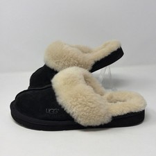 UGG Australia 5614 Black Suede Sheepskin Slippers Women s Size 7 Cozy