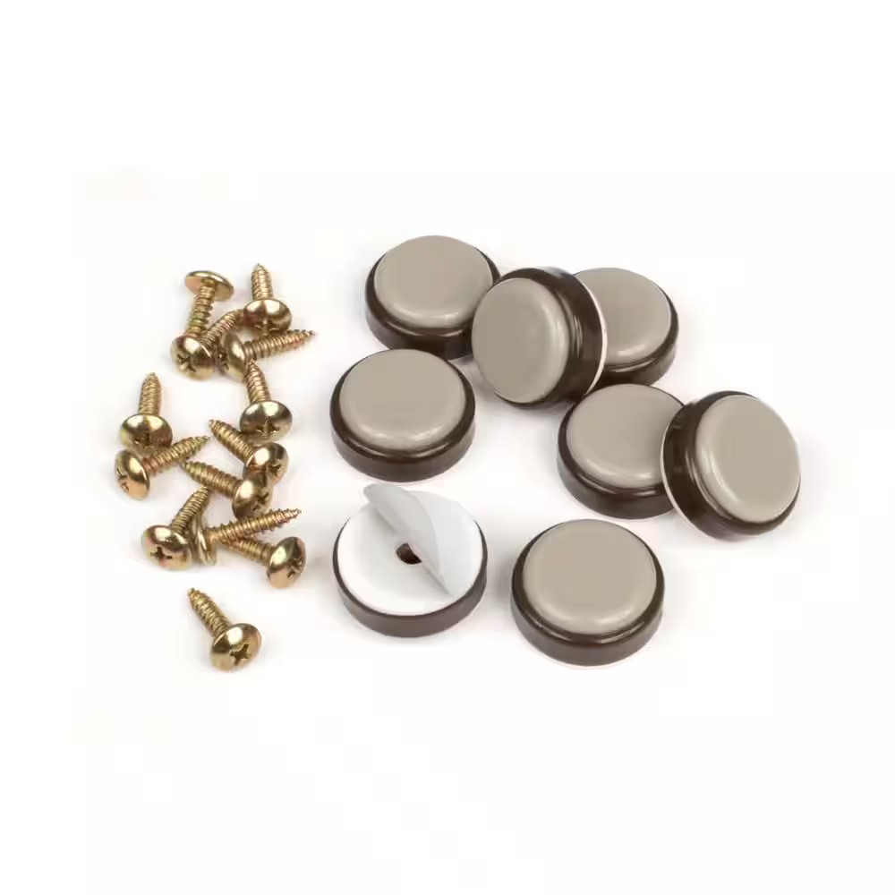 1 In. round Chocolate Brown Self Stick or Screw on Floor Pro