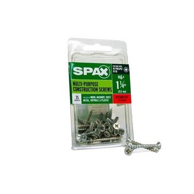 SPAX 4101010350322 Zinc-Plated Flat Head Multi-Material Screws #6 x 1-1/4 L in.