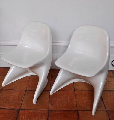 LOT 2 chaises enfant CASALINO Jr 1979 Modèle original Blanc Vintage Child chair - Photo 1/4
