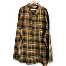 Duluth Trading Co Yellow Free Swingin' Flannel Relaxed Fit Shirt Men's Size 3XLT