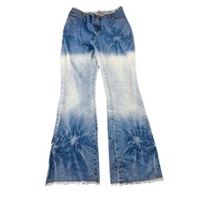 Pantalones de mezclilla hippie vintage No Excuses para mujer 11 azul acampanado blanqueado Starburst