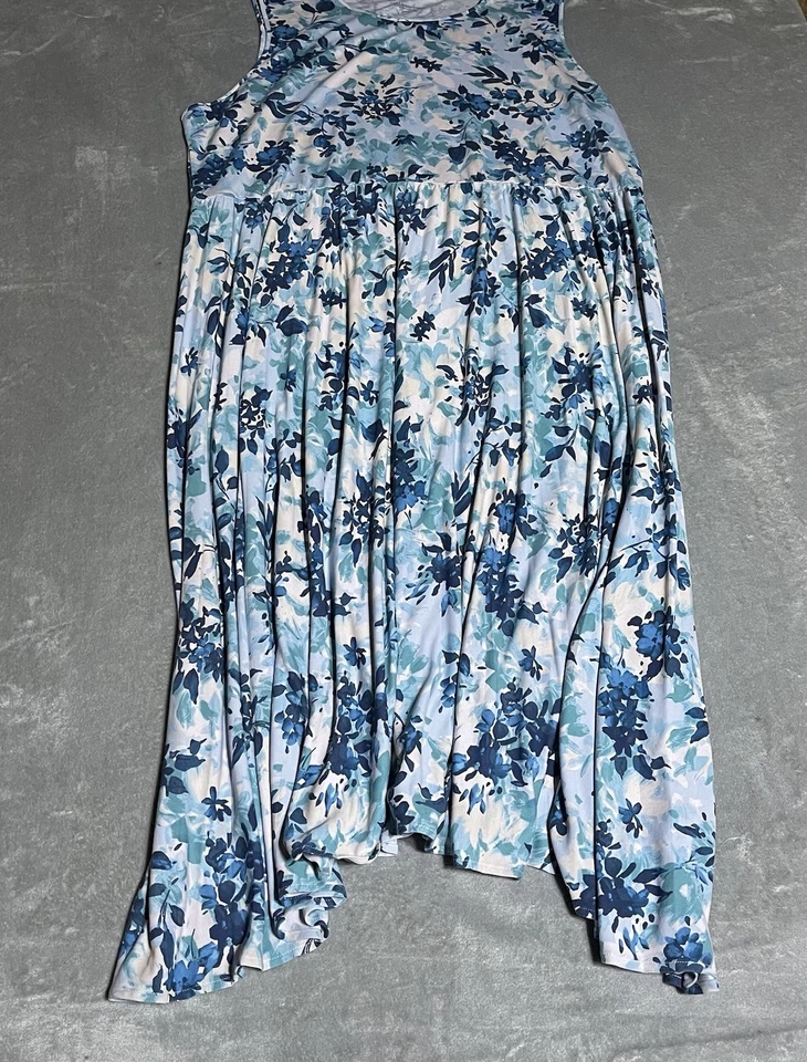 Coldwater Creek Dress Womens 3X Blue Sleeveless Floral Long Whimsy Fairy Pleated - Image 2 of 4