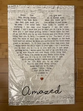 Amazed Lonestar Script Heart Song Lyric Art Print Canvas Print Frames (16x24)