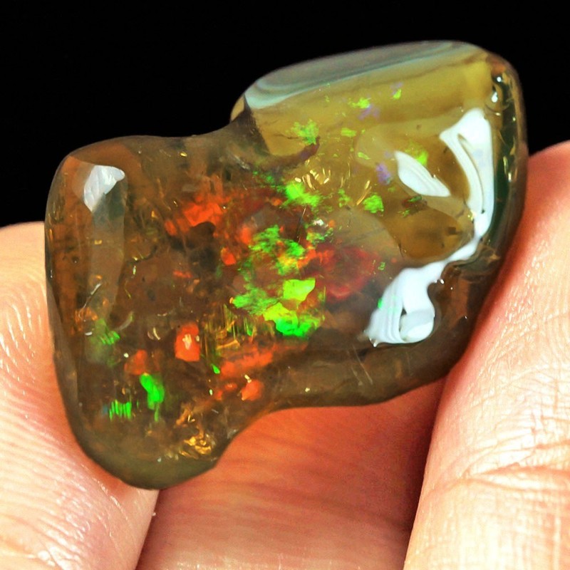 19.2Ct African Polished Black Opal Nugget Carved Facet Rough Specimen UYWB722