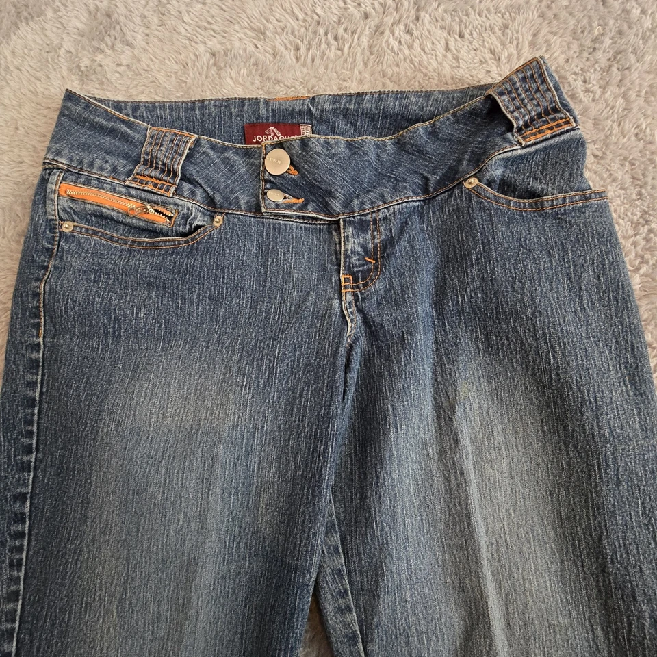 Pantalones de mezclilla para mujer Jordache de colección tiro bajo 13/14 rectos anchos lavado medio años 90 Y2K Foto 2 de 4