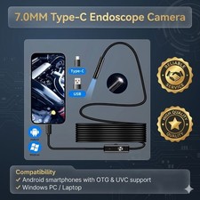 Endoscope Snake Inspection Camera Android USB Type C Waterproof Borescope 7 mm