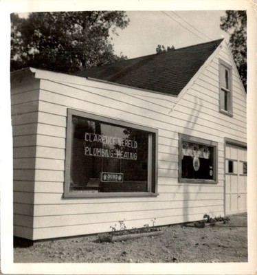 1940s Clarence Hereld Plumbing & Heating Storefront Photograph Silver Gelatin