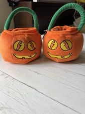 Halloween Mini Pumpkin Plush Candy Tote Bags 2    Trick or Treat for Kids