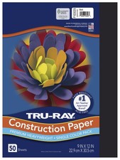 Pacon Heavyweight Construction Paper, Black, 9" x 12", 50 Sheets, Sulphite Co...