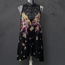 Free People Intimately Marsha Mini Slip Dress Womens S Trapeze  Floral Lace Boho