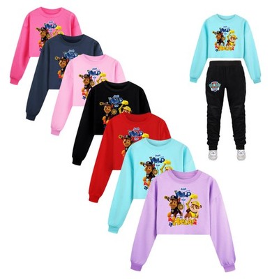 Wang Wang Team gedruckt Mid-Big Mädchen halbe Taille locker Schweiß Sportanzug