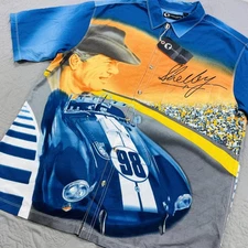 Carroll Shelby Shirt Mens XL Blue 427 SC Cobra Limited Edition Racing Graphic