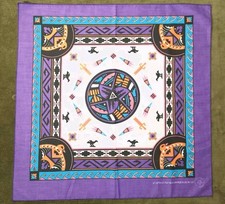 VTG Bandana Aztec Southwestern Tribal 21x21 Handkerchief Purple Hav-A-Hank USA
