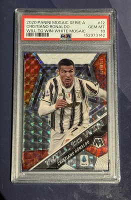 2020 Mosaic Serie A Cristiano Ronaldo Will to Win White Mosaic #12 /25 PSA 10