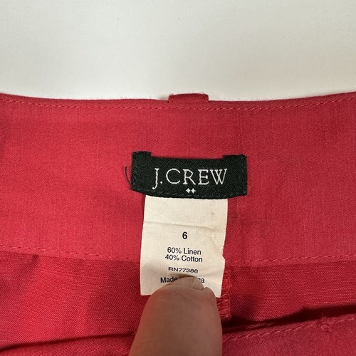 J. Crew Linen Cotton Blend Watermelon Red A-Line Skirt Size 6 - Picture 3 of 6