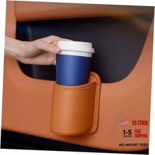 Leather Car Cup Holder, Hanging Automotive Back Seat Bottle Holders, Orange
