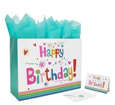 Extra Large Gift Bag Set 16.5" with Greeting Card Green Tissue Paper