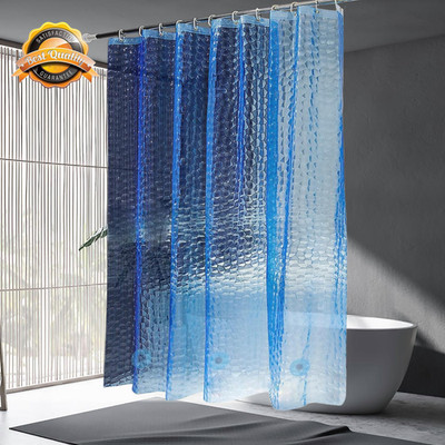 Blue EVA Shower Curtain Liner 3D Water Cube Waterproof Grommets 72x72
