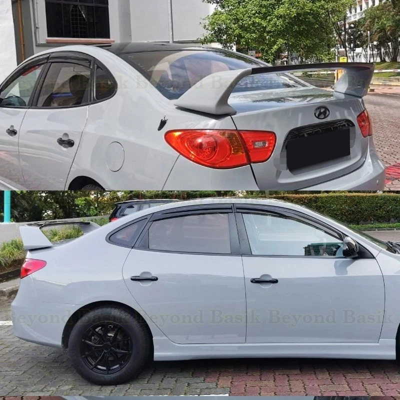 For 2007 2008 2009 2010 Hyundai Elantra MATTE BLACK 3pc JDM Style Trunk Spoiler - Imagem 2 de 3